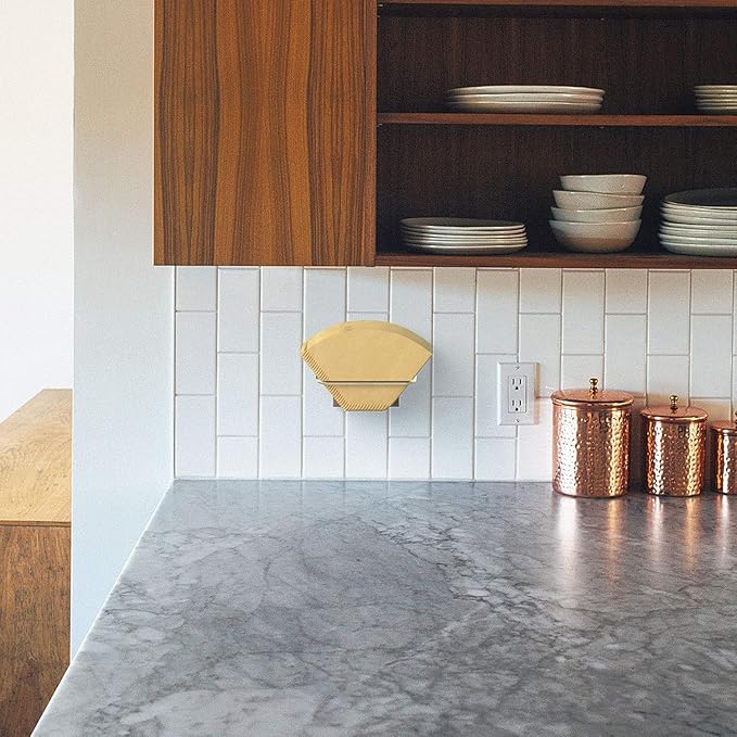 Cone Coffee Filter Holder ARGENTA – Wall Mount Coffee Filter Storage Container with Magnetic and Adhesive Mounting, Compatible with Hario, V60, Melitta, Chemex Coffee Filters (Standard)