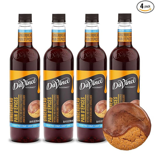 DaVinci Gourmet Sugar-Free Gingerbread Syrup, 25.4 Fluid Ounces (Pack of 4)