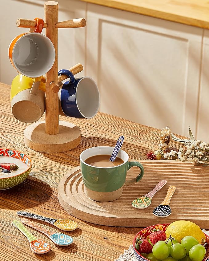 Ceramic Coffee Spoons, Colorful Teaspoons, Small Spoons for Espresso, Dessert, Tea, Stirring, Dishwasher & Microwave Safe, Assorted Colors, Set of 6