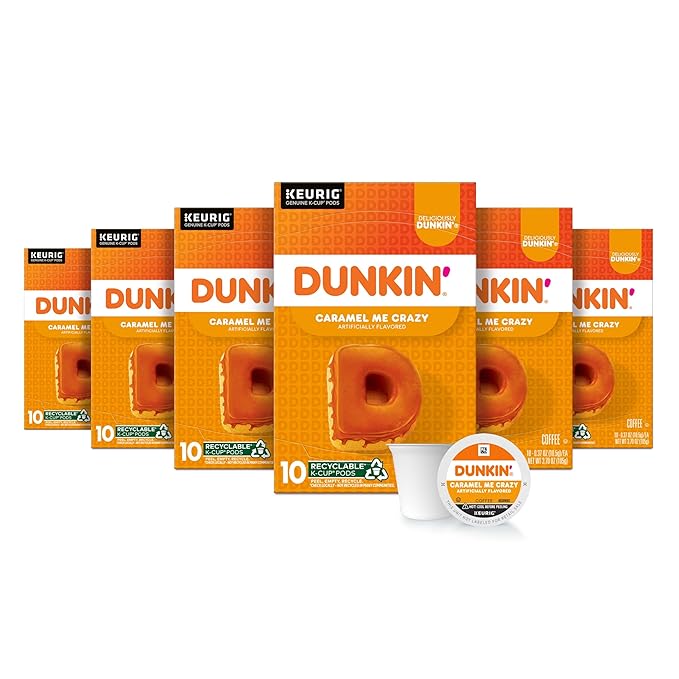 Dunkin' Caramel Me Crazy Flavored Coffee, 60 Keurig K-Cup Pods