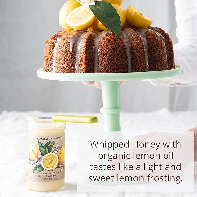 Savannah Bee Company Whipped Honey - All Natural Spreadable Honey (12 Ounce (Pack of 1), Lemon)