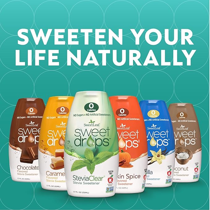 SweetLeaf Sweet Drops - Flavored Stevia Liquid Sweetener, Stevia Extract, Zero Calories, Gluten Free, Keto Friendly, Non GMO, Natural Flavor, Sugar Alternative - Variety Pack, 1.7 Fl Oz (Pack of 4)
