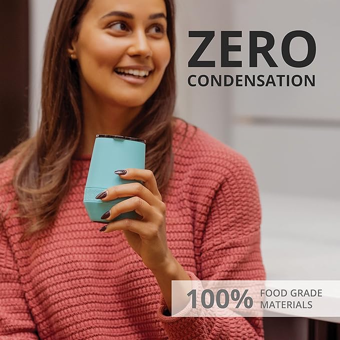 Elemental Recess Wine Tumbler - Triple Wall Insulated Stainless Steel Coffee Mug for Hot & Cold Drinks - Portable Cup with Shatterproof Sip Lid for Camping, Outdoor & Travel - 10oz - Robin's Egg