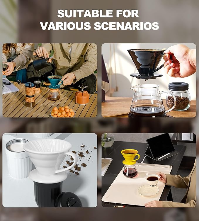 Pour Over Coffee Dripper - Ceramic Pour Over Coffee Maker Cone, Porcelain Coffee Drip, Pour Over Single Cup, Manual Brew Maker for Home, Cafe, Office - 1-4Cup, V60 Size 02 (Red)