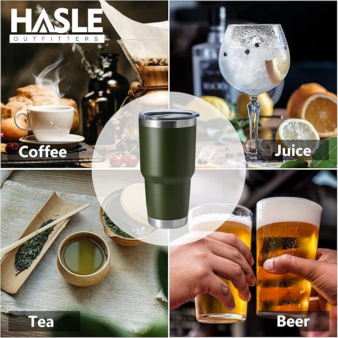 HASLE OUTFITTERS 30oz Stainless Steel Tumbler, Double Wall Vacuum Insulated Travel Mug Tumbler, Durable Insulated Coffee Mug, Gift Box Set (Amey Green, 1)