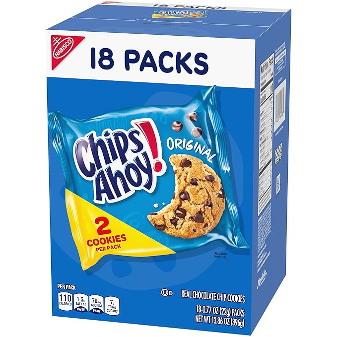 CHIPS AHOY! Original Chocolate Chip Cookies, 18 Snack Packs (2 cookies per pack)