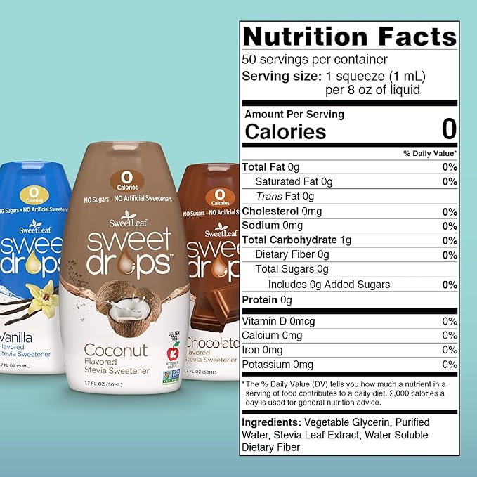 SweetLeaf Sweet Drops - Flavored Stevia Liquid Sweetener, Stevia Extract, Zero Calories, Gluten Free, Keto Friendly, Non GMO, Natural Flavor, Sugar Alternative - Variety Pack, 1.7 Fl Oz (Pack of 3)