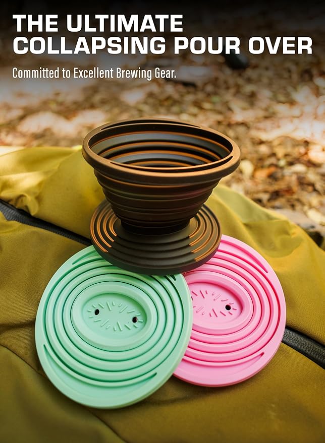 COLETTI Sierra Camping Pour Over Coffee Dripper — Collapsible Pour Over Coffee Dripper — Includes Pack of Paper Filters [Black, Pack of 1]