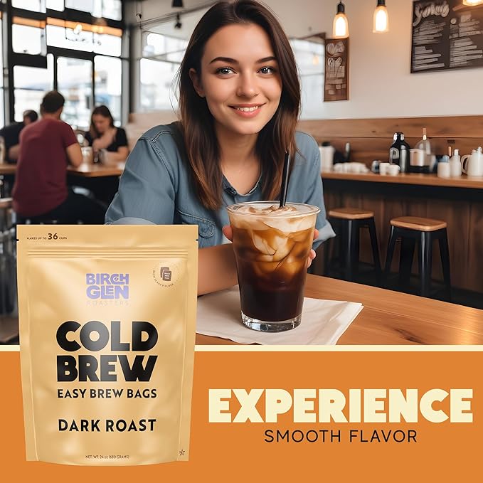 Birch Glen Roasters Cold Brew Coffee Bags - 12 Pack of Coarse Ground Coffee Filter Pitcher Packs for Easy Brewing - 100% Arabica - Yields 6 Pitchers - Caramel Cream Flavor