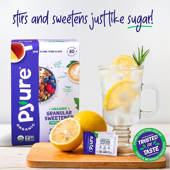 Pyure Organic Stevia Packets | Zero Calorie Sweetener for Coffee, and Baking | Granulated Stevia Sugar Substitute | Plant-Based, Keto, Diabetic & Paleo Friendly | USDA Organic, Non-GMO | 1000 Packets