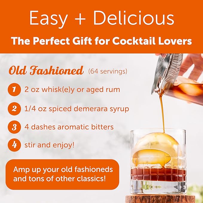 Shaker & Spoon Spiced Demerara Cocktail Syrup, 16oz Ginger, Cinnamon & Vanilla Flavored Syrups for Drinks, Coffee Syrup, Vegan Cocktail Mixers, Lattes, Teas, Mocktails, Non Alcoholic Drinks