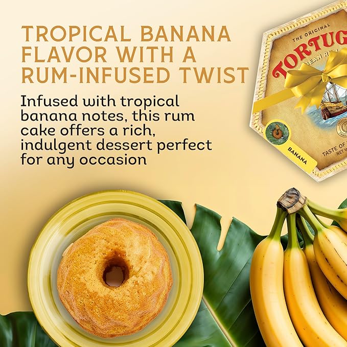 TORTUGA Caribbean Banana Rum Cake - 16 oz Rum Cake - The Perfect Premium Gourmet Gift for Gift Baskets, Parties, Holidays, and Birthdays - Great Cakes for Delivery