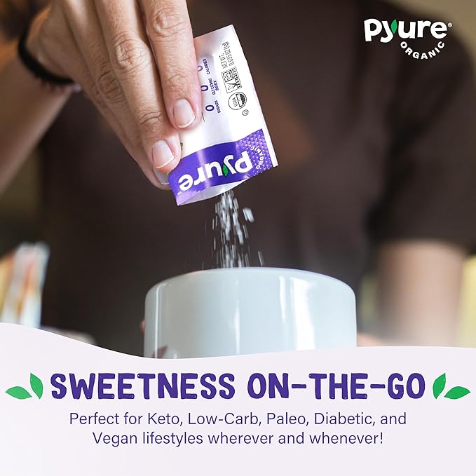 Pyure Organic Stevia Packets | Zero Calorie Sweetener for Coffee, and Baking | Granulated Stevia Sugar Substitute | Plant-Based, Keto, Diabetic & Paleo Friendly | USDA Organic, Non-GMO | 40 Packets