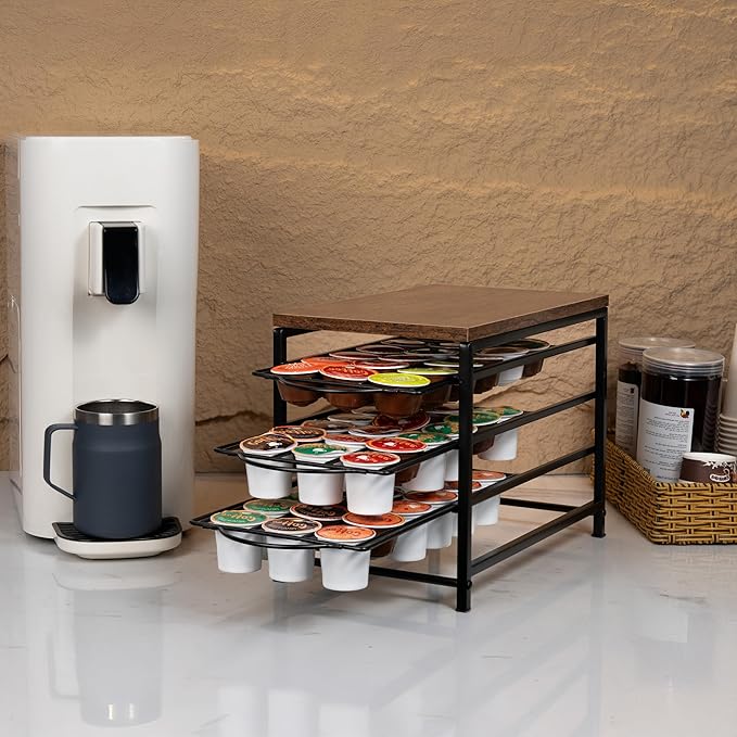 Coffee Pod Drawer Holder for K cup, 3tier Coffee Pod Drawer Organizer, No Assembly Required, K Cup Holder with 54 Capacity Capsule Pods. Suit for Home Office,Kitchen,Cafe Counter. (Black)