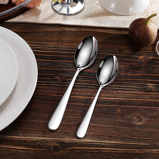 KEAWELL Premium Louise Spoons Set, Set of 4, 18/10 Stainless Steel, Exceptional mirror finish, Dishwasher Safe (7.6" Dinner Spoon)