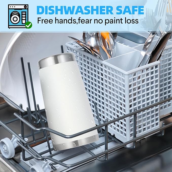 Volhoply 20oz Stainless Steel Tumbler with Lid and Straw,Double Wall Insulated Travel Iced Coffee Mug Fits Car Cup holder,Powder Coated Cups for Hot and Cold Drinks,Gifts for Women Men（White,1 Set）