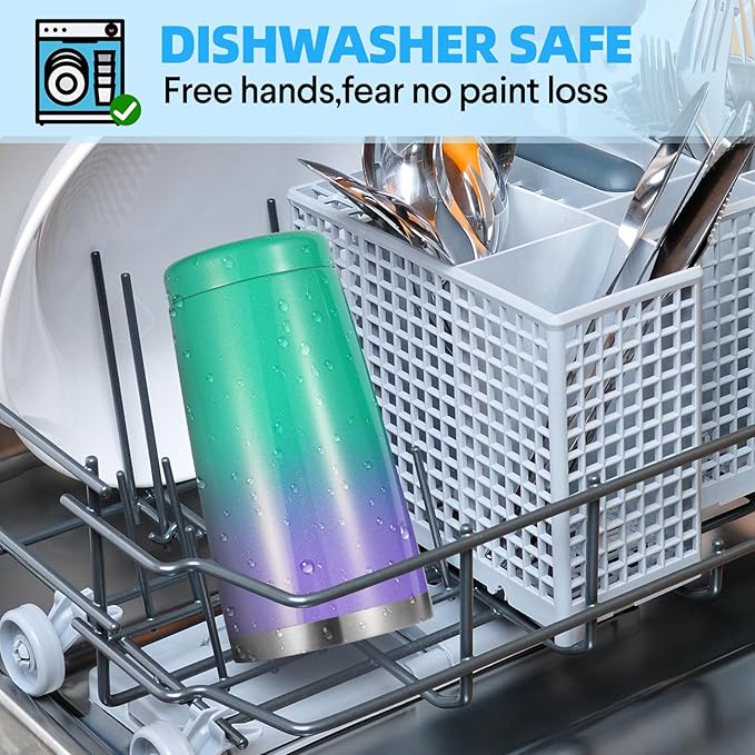 Volhoply 20oz Stainless Steel Tumbler with Lid and Straw,Double Wall Insulated Travel Ice Coffee Mug Fits Cup holder,Powder Coated Cups for Hot and Cold Drinks,Gifts for Women Men（Purple Green,1 Set）