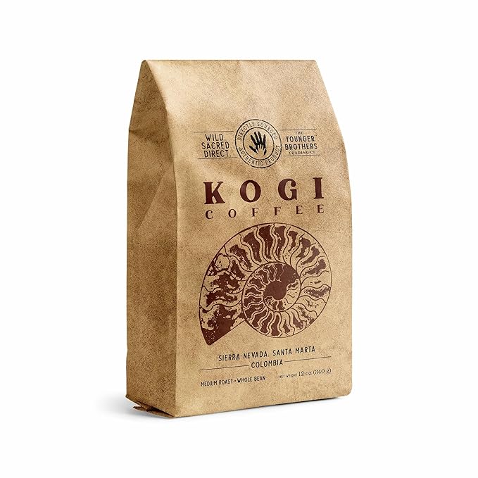 The Younger Brothers Trading Co. Kogi Coffee | Indigenous Wild Grown Whole Bean | Ethically Sourced Single Origin Colombian Coffee | Kogi Medium Roast, 12 Ounce (Pack of 1)