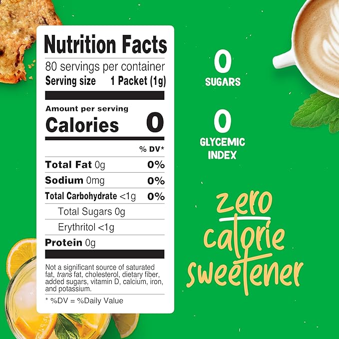 Pyure Organic Stevia Packets | Granulated Sugar Packets - White Sugar Substitute | Zero Carb, Zero Sugar, Zero Calorie Sweetener Packets | Plant-Based Stevia Packets for Keto Coffee | 80 Count