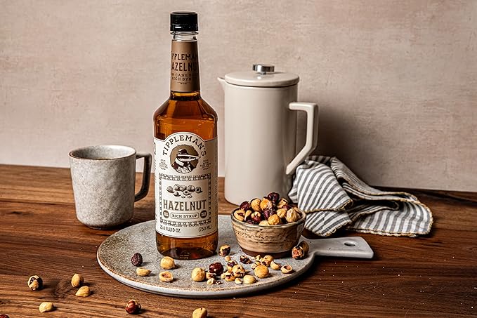 Tippleman's Hazelnut Coffee Syrup - Rich Flavor for Hot or Iced Drinks, Latte, Tea, Espresso, Cappuccino, Cocktails, & Baking - 25.4 Fl Oz