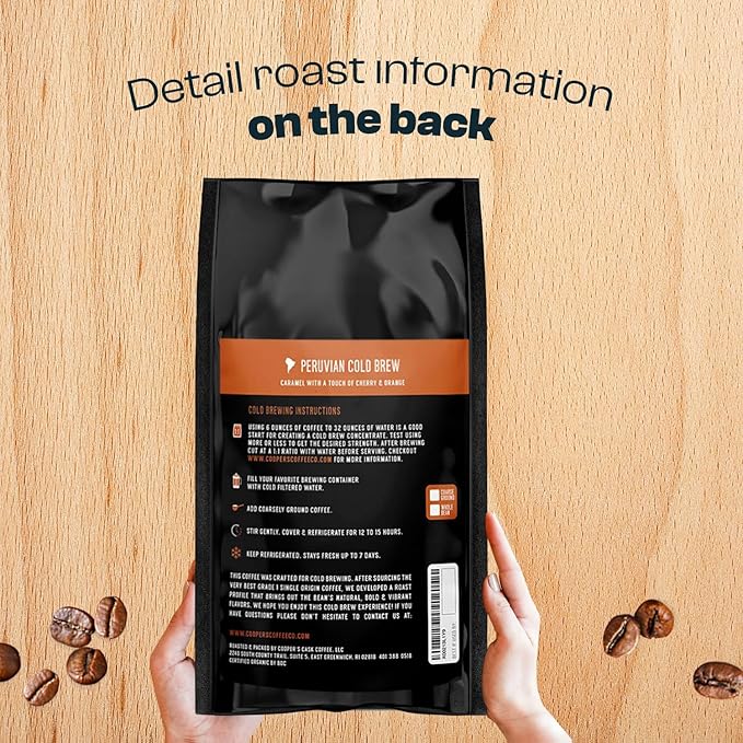 Organic Cold Brew Coffee Peru Reserve Single Origin Peruvian Coarsely Ground - 5 lb. Bag - Medium Roast