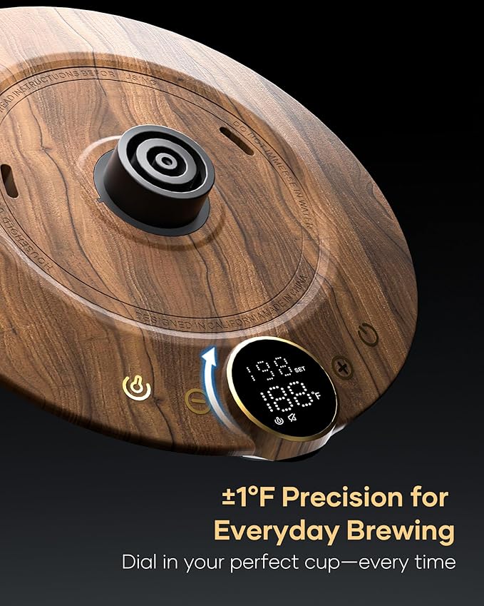 Cocinare FLOW B9 Gooseneck Electric Kettle, Precise Temperature Control for Pour-Over Coffee & Tea Brewing, Stainless Steel Interior, Rapid Heating for Boiling Water 1500W/0.9L (Obsidian Black)