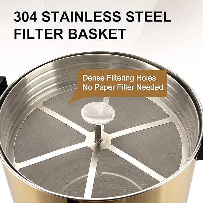 Commercial Coffee Urn, 16L Double Wall Stainless Steel Large Percolate Coffee Maker Electric Hot Water Urn Dispenser for Parties Office Catering Events 68-cup