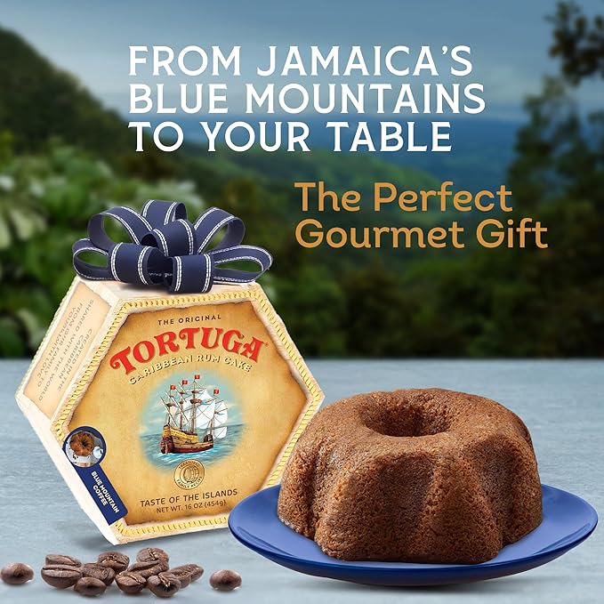 TORTUGA Caribbean Blue Mountain Rum Cake - 16 oz Rum Cake - The Perfect Premium Gourmet Gift for Gift Baskets, Parties, Holidays, and Birthdays - Great Cakes for Delivery