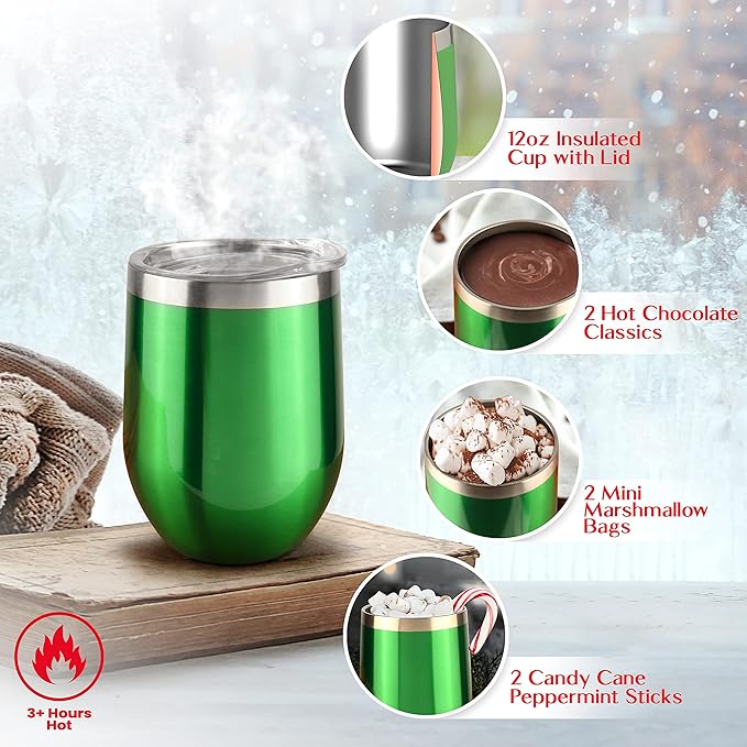 Christmas Gifts Christmas Blanket Set- Includes Luxury Red Blanket, Insulated Mug, Hot Chocolate, Candy & Marshmallows Presents Arrive in Beautiful Gift Bag with Ribbon