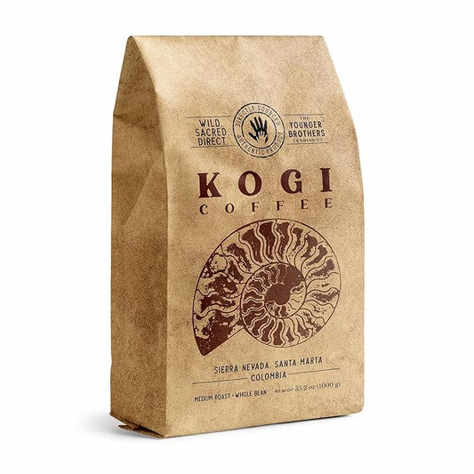 The Younger Brothers Trading Co. Kogi Coffee | Indigenous Wild Grown Whole Bean | Ethically Sourced Single Origin Colombian Coffee | Kogi Medium Roast, 35.2 Ounce (Pack of 1)