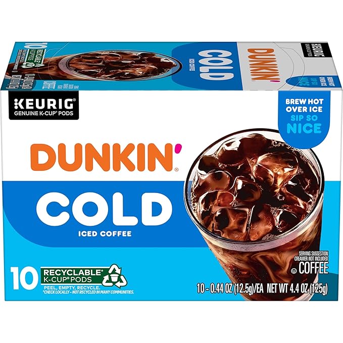 Dunkin’ Cold Iced Coffee, Keurig K-Cup Pods, 10 Count Box