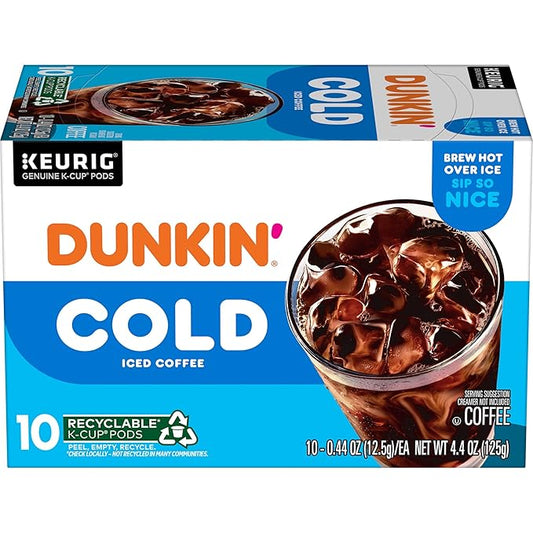Dunkin’ Cold Iced Coffee, Keurig K-Cup Pods, 10 Count Box