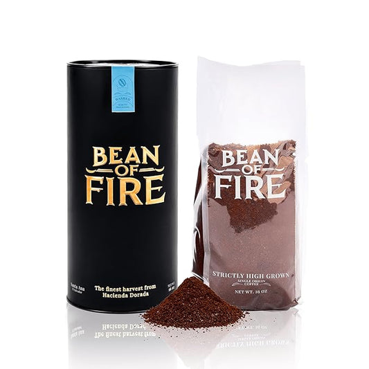 Bean of Fire El Salvador Red Bourbon Washed Ground Coffee – Medium Roast, Single Origin Specialty, Smooth & Fruity Cup (16 oz)