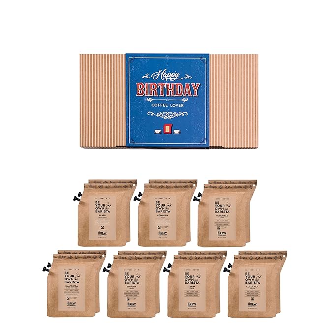 Gourmet Birthday Coffee Gift Set for Men & Women - 14 World's Finest Single Origin Specialty & Organic Coffees in Innovative Brewers | Sampler Box for Coffee Lover to Brew & Enjoy Anytime, Anywhere