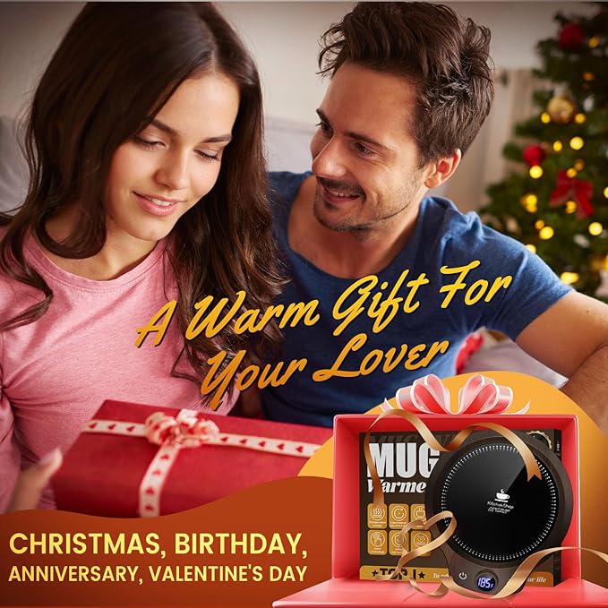 Fast Heating Mug Warmer - 4 Temp Settings & 1-12H Timer, Coffee Cup Warmer Plate for Desk Auto Shut Off, Ideal Beverage Warmer Gift for Coffee, Tea, Milk (Wood)