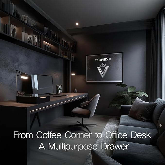 Coffee Pod Holder with Rail Drawer for Nespresso – 40 Pods Capacity for Nespresso Vertuoline & K-cups Capsule – Tempered Glass and Anti-Slip Base Metal Coffee Pods Organizer 16.14x11.81x3.94