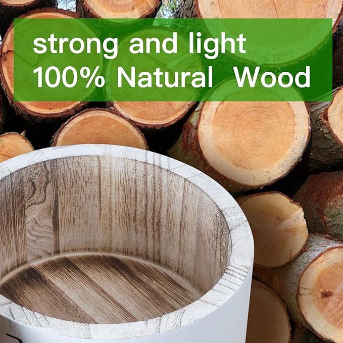 Wooden Coffee Filter Holder With Lid - Rustic Storage Container and Dispenser Basket for Coffee Bar Decor, Farmhouse Accessories - White