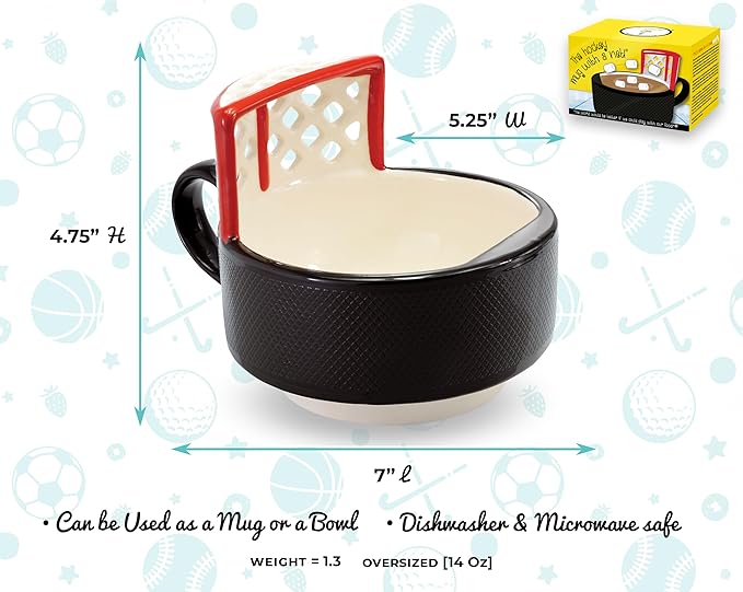 MAX'IS Creations The Hockey Mug with a Net, Sports Hockey Gifts for Boys 8-12 Men Girls Mom Game Gift, Novelty Funny Coffee Mugs, 14oz