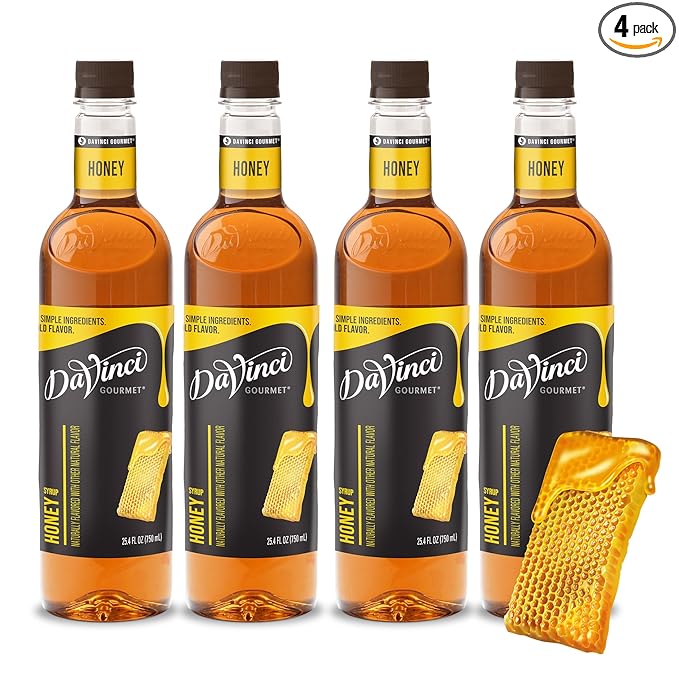 DaVinci Gourmet Honey Syrup, 25.4 Fluid Ounces (Pack of 4)