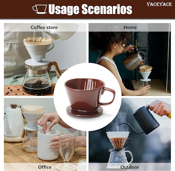 Ceramic Pour Over Small, Ceramic Pour Over Coffee Dripper, Brown, 3 Holes, Small Coffee Dripper