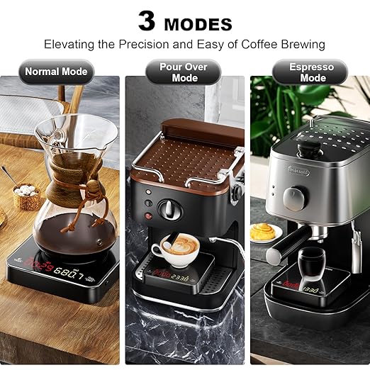 Mini Coffee Scale with Timer,Rechargeable Espresso Scale,2kg/0.1g Precision Scale for Espresso and Pour-Over Coffee, Portable Digital Kitchen Scale with Automatic Timing,Black