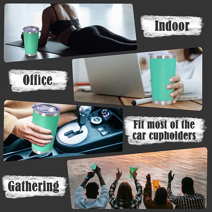 20 oz Tumbler Coffee Travel Tumblers Bulk with Lid Stainless Steel Double Wall Vacuum Insulated Mug Powder Coated Cups fit Car Cupholder for Hot and Cold - Light Blue, 1Pack