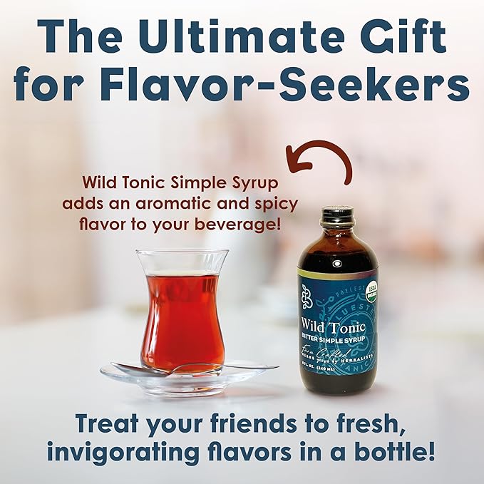 Bluestem Botanicals Organic Wild Tonic Simple Syrup, 8 oz, Cocktail and Mocktail Mixer for Drinks, Non-Alcoholic