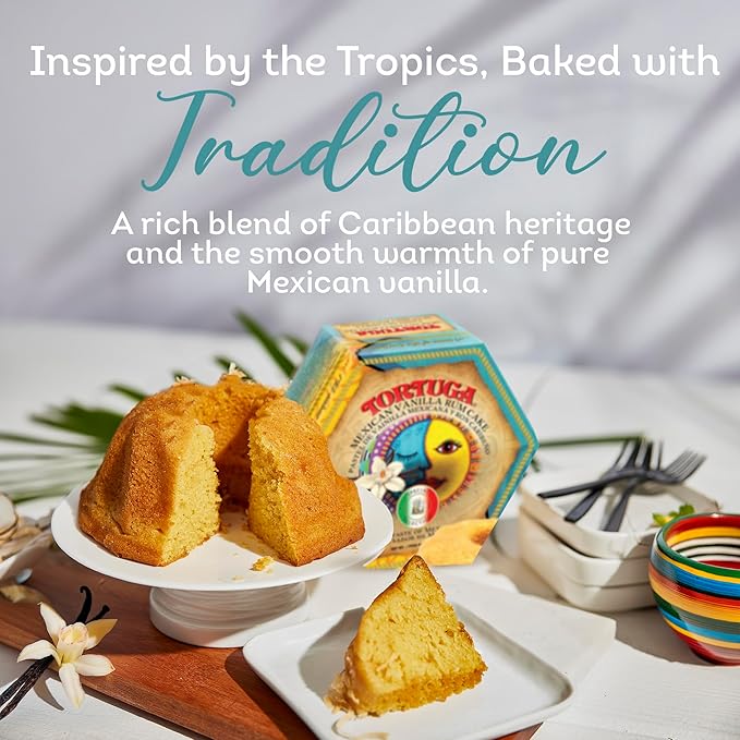 TORTUGA Caribbean Mexican Vanilla Rum Cake - 4 oz Caribbean Rum Cake - The Perfect Premium Gourmet Gift for Stocking Stuffers, Gift Baskets, and Christmas Gifts - Great Snack Cakes for Delivery
