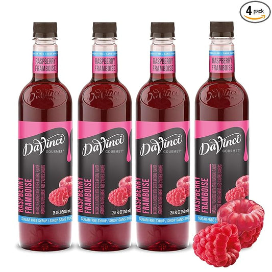 DaVinci Gourmet Sugar-Free Raspberry Syrup, 25.4 Fluid Ounces (Pack of 4)