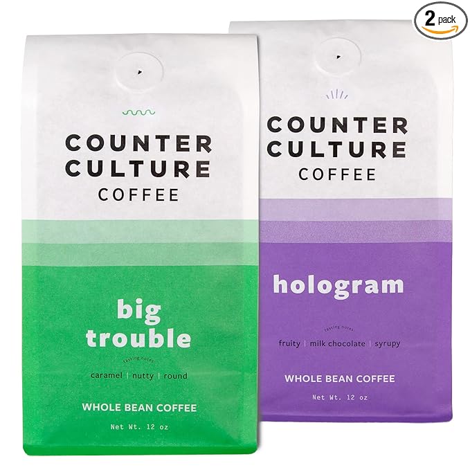 Counter Culture Coffee - Whole Bean Coffee - Multi-Pack - One 12oz Bag of Each (Big Trouble and Hologram)