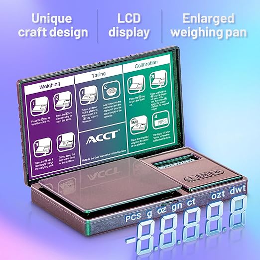 Digital Pocket Scale, 500g by 0.01g, Precision Gram Scale with Tare Scale Feature, 6 Units, Small Ounce Scale for Jewelry, Powder, Coins, Herb, Mini Scale with Battery