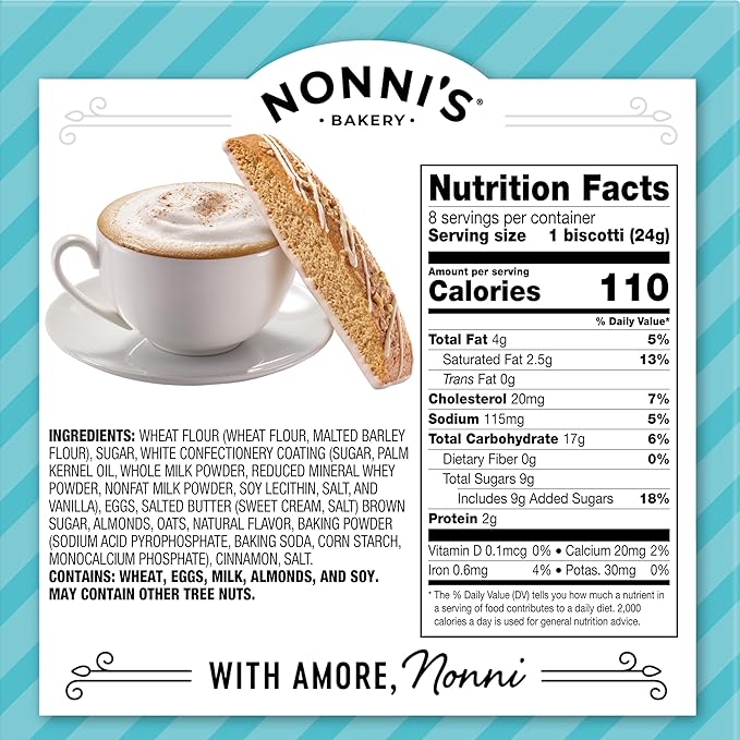 Nonni's Individually Wrapped Biscotti Italian Cookies in 4 Variety Packs - Originali, Limone, Turtle Pecan and Cinnamon Coffee Cake Made with Real Wholesome Ingredients