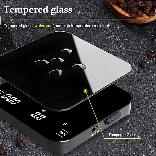 Digital Coffee Scale with Timer/Tare, 2kg/0.1g Precision Espresso Scale, Food Scale Rechargeable, Multiple Modes: Pour-Over/Espresso/Water Flow Speed, LED Display Kitchen Scale with g/oz/ml
