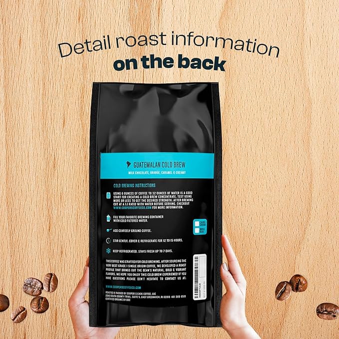 Organic Cold Brew Coffee - Guatemalan Coffee Beans Crafted For Cold Brewing - Whole Bean or Coarse Grind, Medium Roast, 5 lb